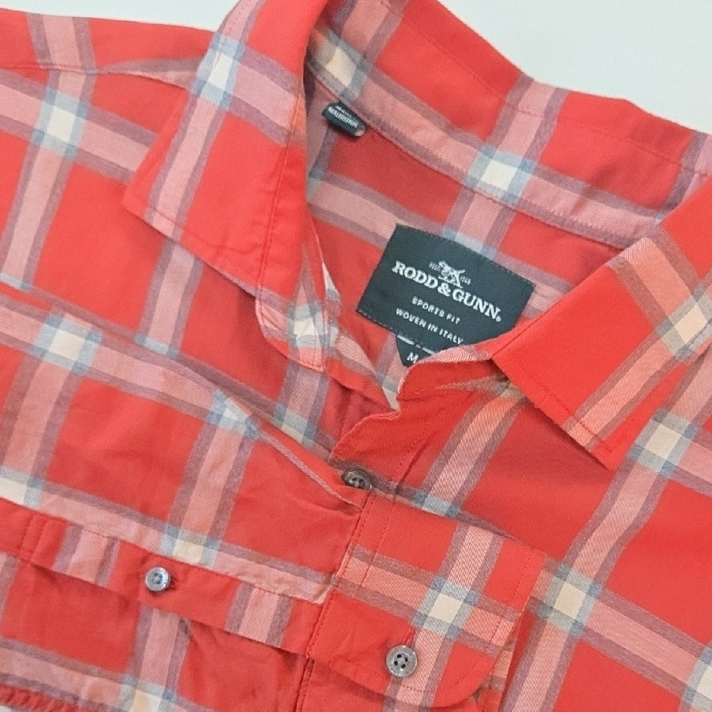 Rodd‎ & Gunn Men’s Sport Fit Red Plaid Button Down Shirt Size M Woven Italy